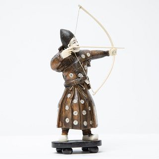 Japanese archer figurine-signed Ikko