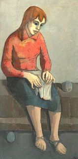 Painting of a girl by Hubertus J. Mengels, c1970