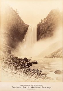 Haynes Mammoth Albumen Print Yellowstone Falls  for Railroad co.