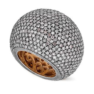 18K Diamond and Silver Dome Ring