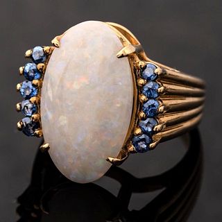 Vintage 14KT Gold, Opal, and Sapphire Ring