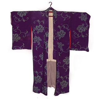japanese circa 1900 antique handwoven silk damask kimono