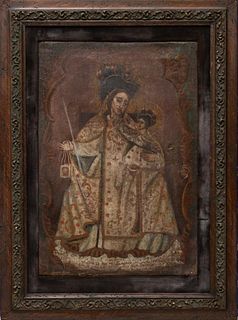 Early Cuzco school painting, Madonna and child