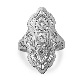 Ring, GIA Art Deco White Gold and Diamond Ring