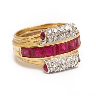 14K Gold Diamond and Ruby vintage RING