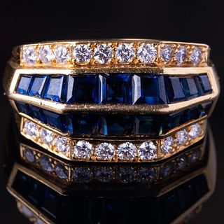 Ring, Oscar Heyman 2.55ctw Blue Sapphire & Diamond Ring