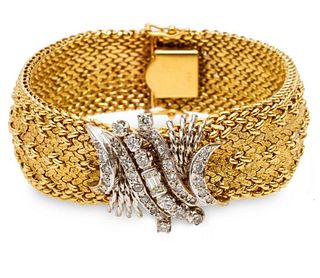 Bracelet, GIA 14k Gold and Diamond Bracelet