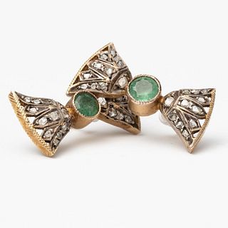 Early 20th Century Egyptian Revival Diamond and gem-set emerald earrings