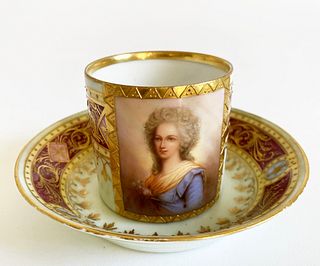 19th Century Royal Vienna Hand Painted Cup & Saucer