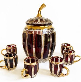 Moser 22 Karat Gold Plated Crystal Punch Set (8 Pieces)