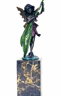 Art Nouveau style Milo Signed Patinated Bronze Figurine