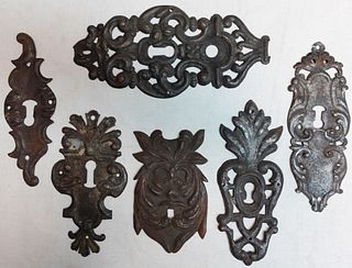 Six Iron Keyholes Escutcheons