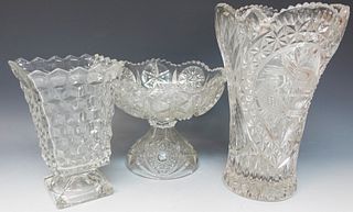 Three Pieces of Cut and Pressed Glass
