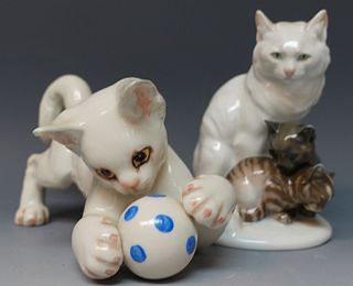 Two Porcelain Cat Figurines