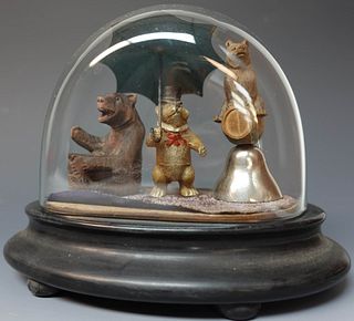 Glass Dome with Bear Figures
