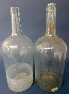 Two Aqua Glass Bottles