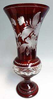 Large Bohemain Ruby Flash Vase