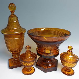 4 Pieces of Amber Glass