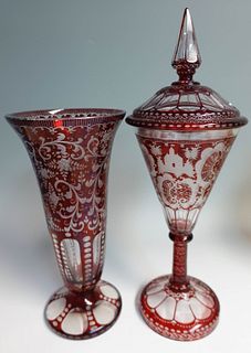 Two Bohemian Glass Vases