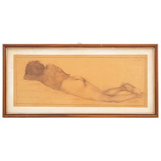 ARMANDO GARCÍA NUÑEZ. Desnudo femenino. Firmado: AGNUÑEZ. Lápiz sobre papel. Enmarcado. 65 x 43 cm.
