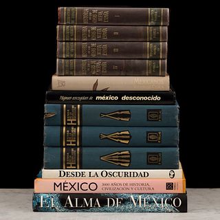Libros sobre Historia de México. Historia General de las Cosas de Nueva España / Historia Gráfica de la Rev. Mexicana. Piezas: 12.