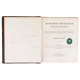 Bopp, Francisco. Glossarium Comparativum Linguae Sanscritae. Berlín: Prostat in Libraria Dümmleriana, 1867.