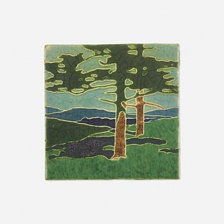 Addison LeBoutillier for Grueby Faience Company, The Pines tile