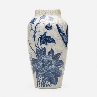 Hugh C. Robertson for Dedham Pottery, Vase with butterfly