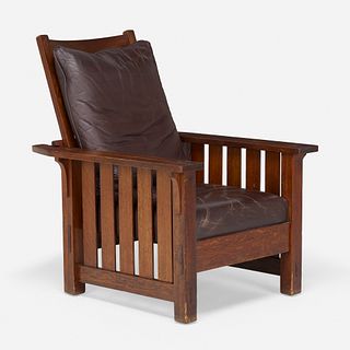 L. & J.G. Stickley, Flat-arm Morris chair, model 498