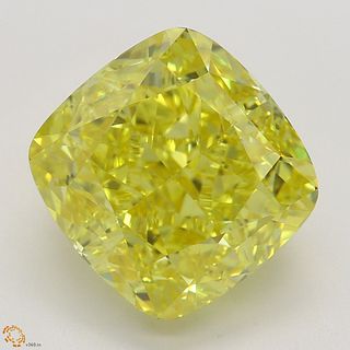 5.56 ct, Natural Fancy Vivid Yellow Even Color, VVS2, Cushion cut Diamond (GIA Graded), Appraised Value: $1,134,200 