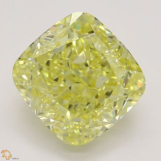 2.32 ct, Natural Fancy Intense Yellow Even Color, VVS1, Cushion cut Diamond (GIA Graded), Appraised Value: $79,600 
