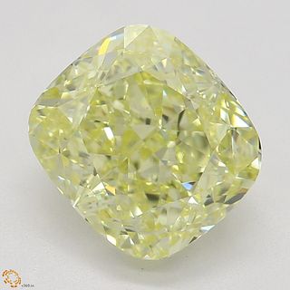 1.90 ct, Natural Fancy Yellow Even Color, VS2, Cushion cut Diamond (GIA Graded), Appraised Value: $24,500 