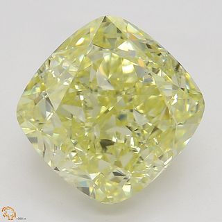 3.62 ct, Natural Fancy Yellow Even Color, IF, Cushion cut Diamond (GIA Graded), Appraised Value: $79,600 