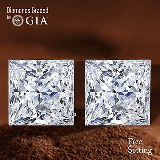 4.02 carat diamond pair Princess cut Diamond GIA Graded 1) 2.01 ct, Color G, VVS1 2) 2.01 ct, Color G, VVS2. Appraised Value: $104,600 