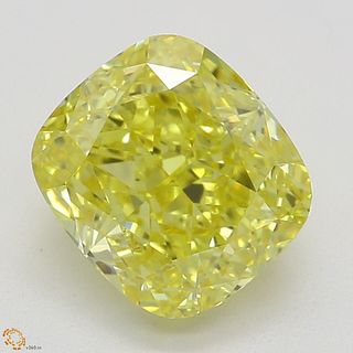 1.51 ct, Natural Fancy Vivid Yellow Even Color, VVS2, Cushion cut Diamond (GIA Graded), Appraised Value: $73,300 