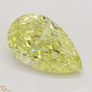 3.06 ct, Natural Fancy Intense Yellow Even Color, SI1, Pear cut Diamond (GIA Graded), Appraised Value: $98,800 