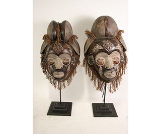PAIR OF ANTIQUE AFRICAN MASKS FROM ZIMBABWE