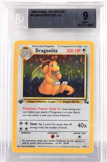 1999 Pokemon Fossil 1st Ed. Dragonite BGS 9
