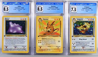 3PC Pokemon Fossil 1st Edition CGC Card Group