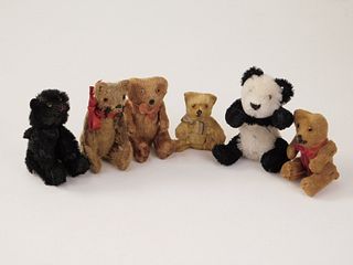 6PC Steiff & Antique Mohair Miniature Teddy Bears