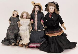 4PC Antique Bisque Head Fashion Dolls