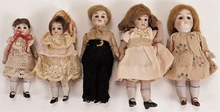 5PC German Bisque Miniature Dolls