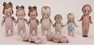 9PC Antique German Bisque Miniature Dolls