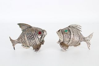 (2) Silver Fish Form Salt & Pepper Shakers