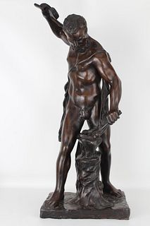 Monumental Bronze Sculpture of Steel Worker