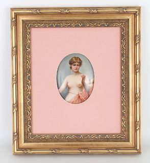 European Porcelain Painted Nude Woman