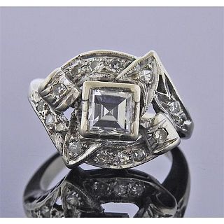 Mid Century 1950s 14k Gold Diamond Ring
