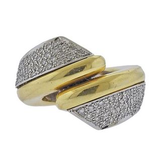 18k  Gold Diamond Bypass Ring