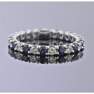 Blue Nile 14K Gold Diamond Sapphire Eternity Band Ring