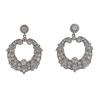Mid Century 18k Gold Platinum Diamond Earrings